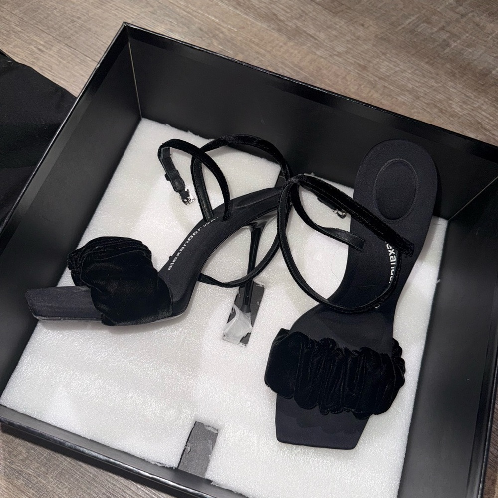 Alexander Wang Black Heels with Furry Pom-Poms